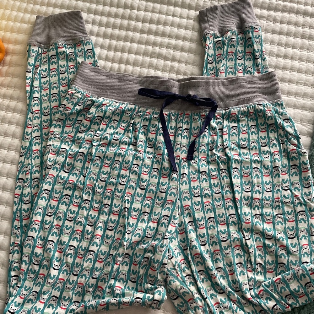 Cuddl Duds Green and Gray Frenchie Pajama Set with Soft Fabric - Picture 6 of 8